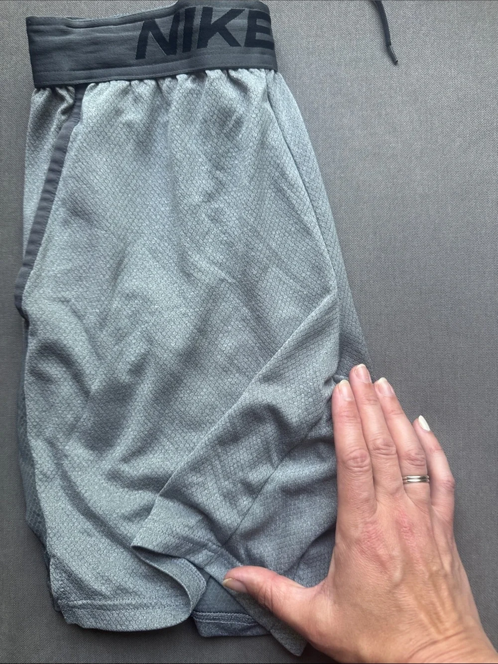 Nike Light Gray and Dark Gray Athletic Shorts